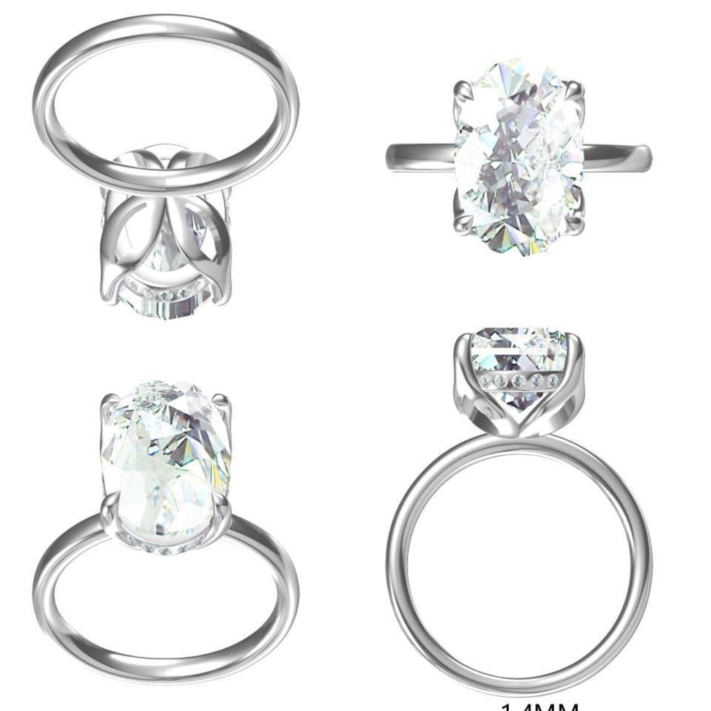 Luxury custom-made 3-carat oval-cut design set in platinum.