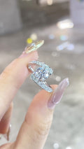 Round Brilliant Cut Diamond Split Shank Pave Ring | 18K White Gold | Fashion Daily Wear Jewelry for Wedding, Proposal & Gift