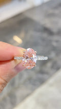 Oval Cut Fancy Pink Diamond Pave Shank Ring | 10K/14K/18K Gold & Platinum | Fashion Daily Wear Jewelry for Wedding, Proposal & Gift