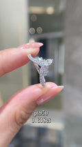 0.618CT Mixed Cut Diamond Leaf & Flower Ring | PT950 Platinum | Fashion Daily Wear Jewelry for Wedding, Party & Gift