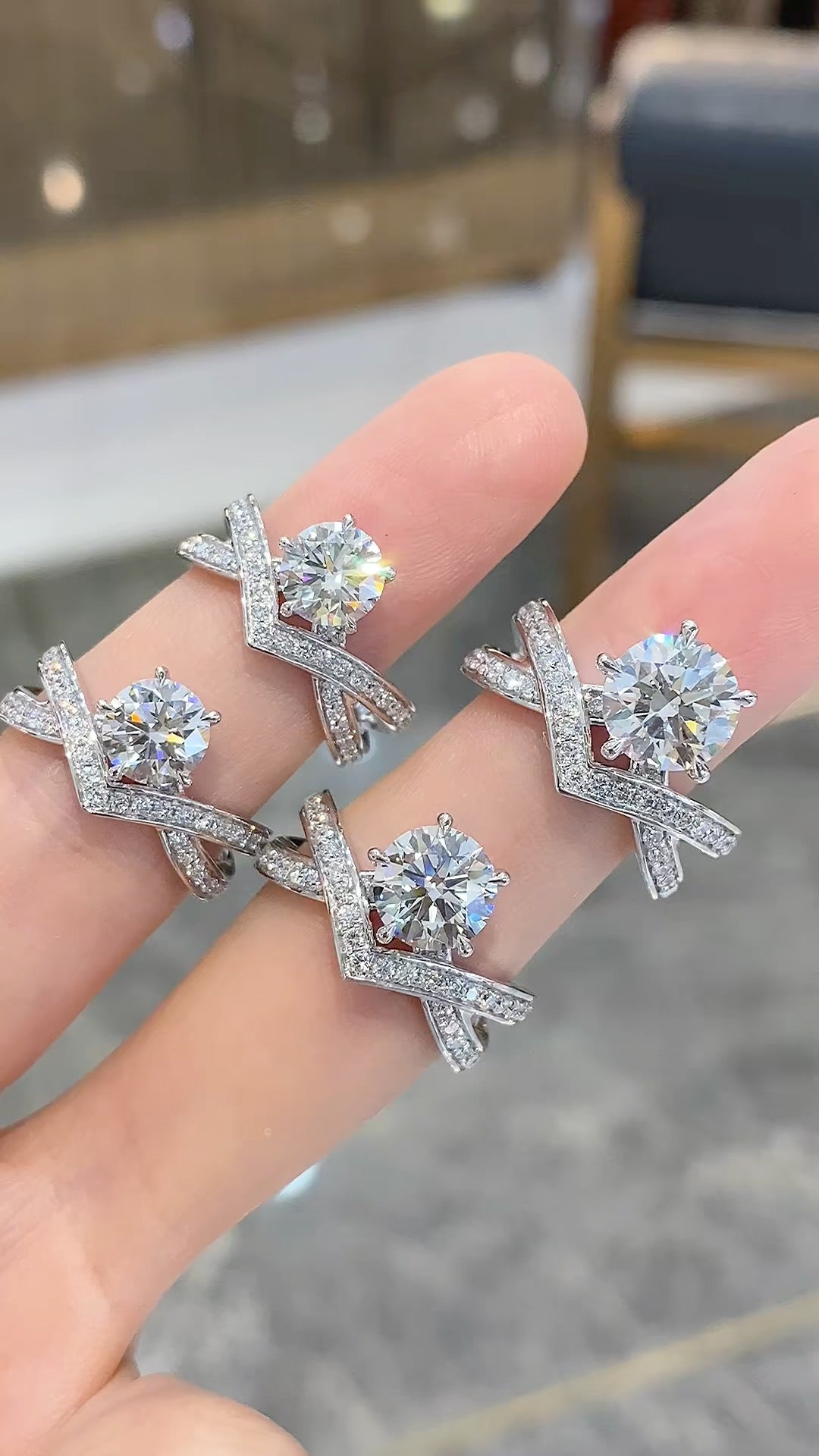 Round Brilliant Cut Diamond V-Shank Pave Ring | 10K/14K/18K Gold & Platinum | Fashion Daily Wear Jewelry for Stacking, Wedding & Gift