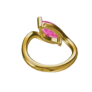 14K Yellow Gold Twist Band Marquise Pink Lab Diamond Solitaire Ring