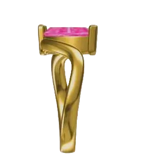 14K Yellow Gold Twist Band Marquise Pink Lab Diamond Solitaire Ring