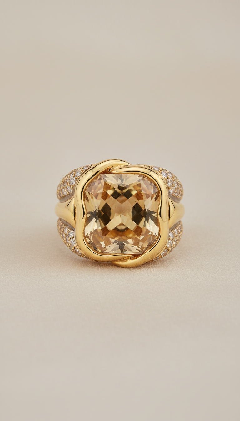 18k Gold Cuff With Diamond Accents