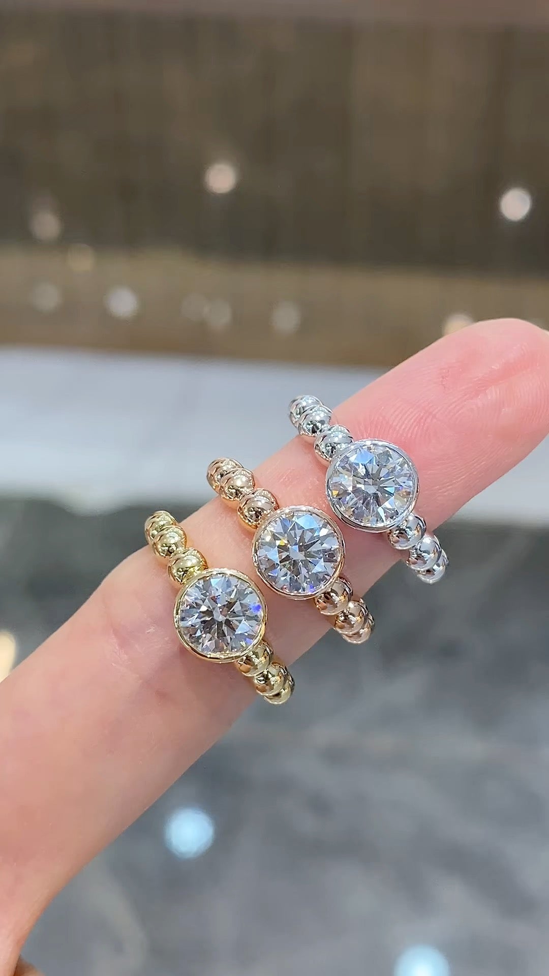 Round Brilliant Cut Diamond Bead Shank Ring | 10K/14K/18K Gold & Platinum | Fashion Daily Wear Jewelry for Wedding, Proposal & Gift