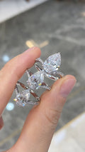 Pear Cut Diamond Pave Shank Ring | 10K/14K/18K Gold & Platinum | Fashion Daily Wear Jewelry for Stacking, Wedding & Gift