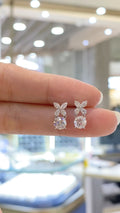 Marquise Cut Diamond Four-Leaf Clover & Round Brilliant Cut Drop Earrings | 10K/14K/18K Gold & Platinum | Fashion Daily Wear Jewelry for Wedding, Party & Gift