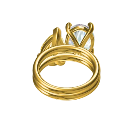 Two Stone Oval & Pear Yellow Lab Diamond 14K Yellow Gold Stacked Engagement Ring Set