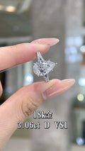 3.06CT Pear Cut Diamond Engagement Ring | 18K White Gold D Color VS1 Clarity | Split Shank Pave Diamond Ring for Wedding & Proposal