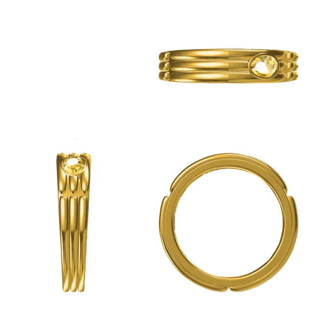 8K Yellow Gold Bezel Set Oval Yellow Lab Diamond Wedding Band