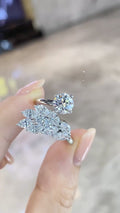 Round Brilliant Cut Six Prong & Pear/Marquise Diamond Stackable Ring Set | 10K/14K/18K Gold & Platinum | Fashion Daily Wear Jewelry for Wedding, Proposal & Gift圆形明亮式切工六爪 + 梨形 / 马眼钻叠戴戒指套装 | 10K/14K/18K 金 & 铂金 | 时尚日常佩戴 婚礼求婚送礼珠宝