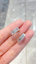 Baguette Cut Diamond Pave Stud Earrings | 10K/14K/18K Gold & Platinum | Fashion Daily Wear Jewelry for Wedding, Party & Gift