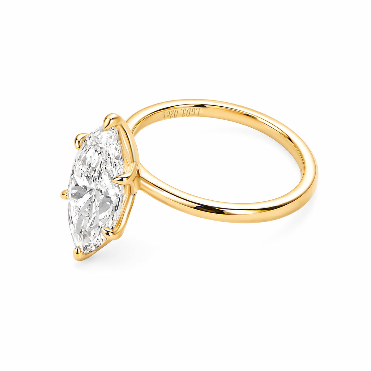 18K Yellow Gold Six‑Prong Marquise‑Cut Lab‑Grown Diamond Solitaire Engagement Ring