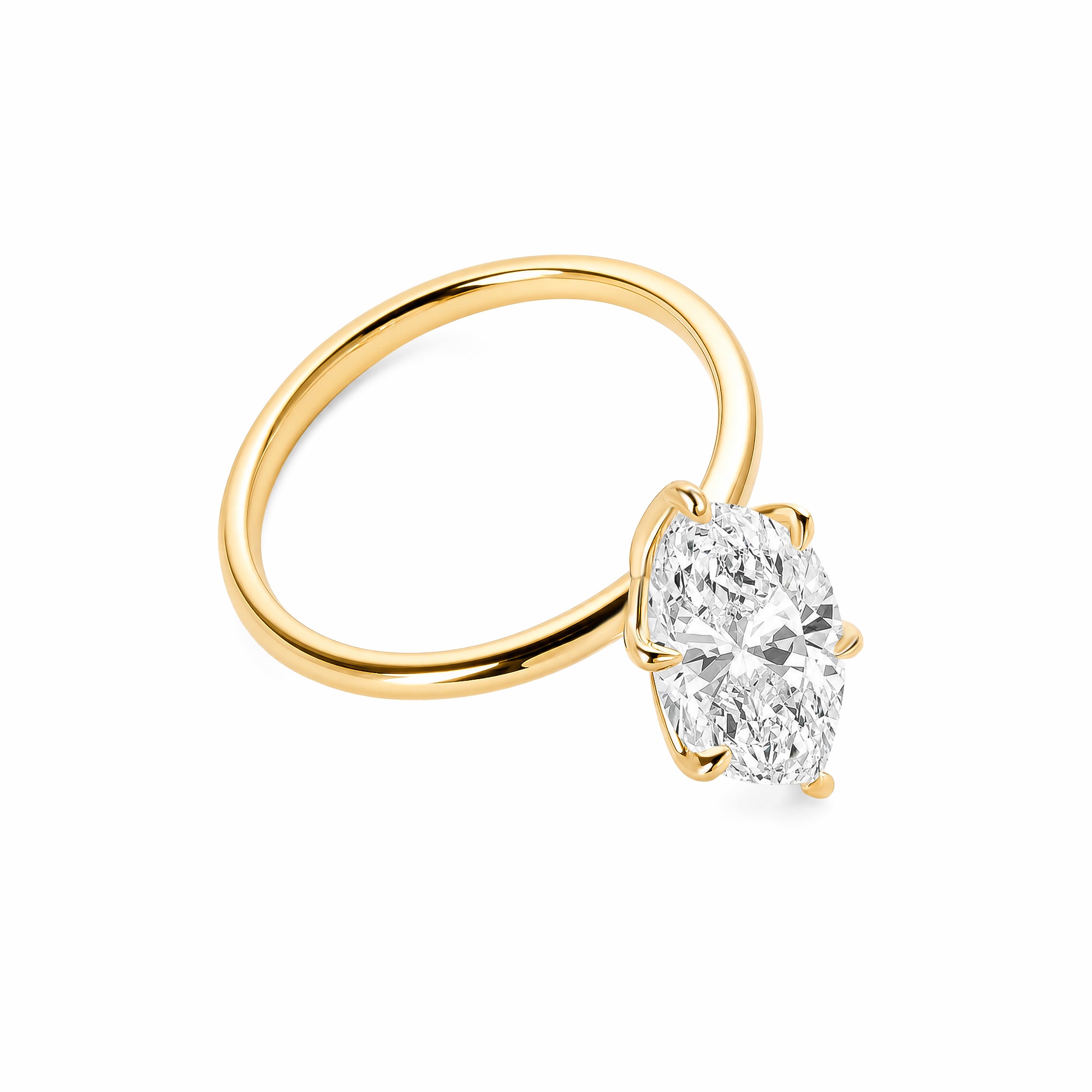 18K Yellow Gold Six‑Prong Marquise‑Cut Lab‑Grown Diamond Solitaire Engagement Ring