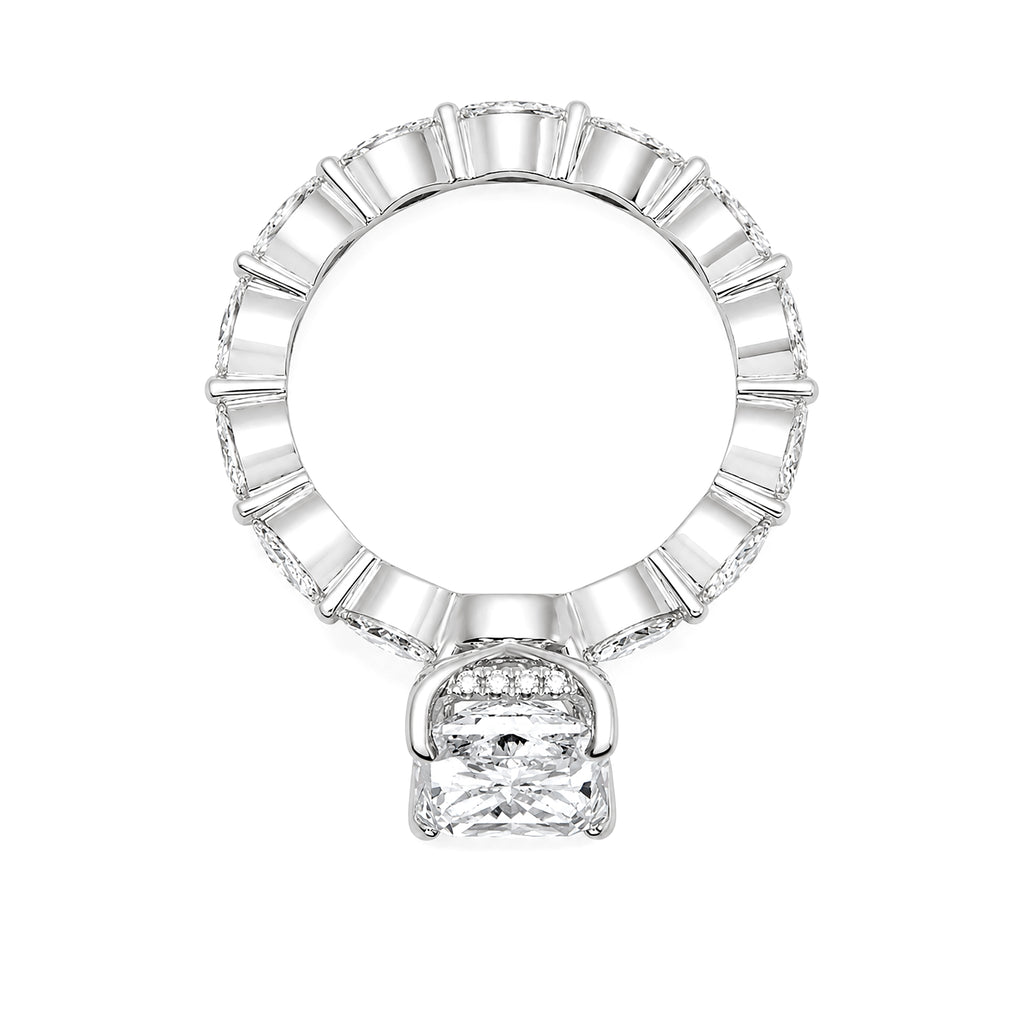 Radiant Cut Diamond Twist Band Engagement Ring | White Gold Marquise Accent 18k  Ring