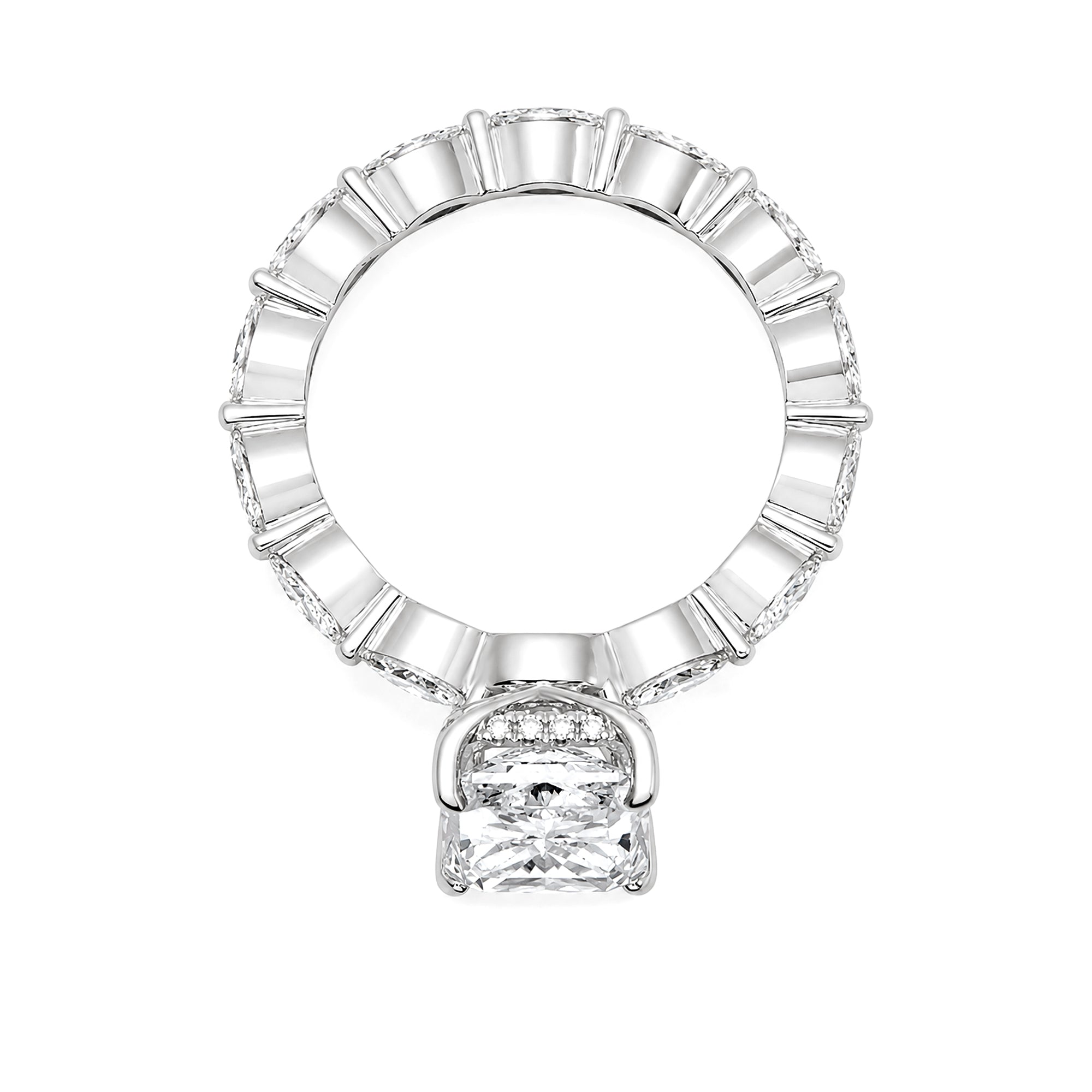 Radiant Cut Diamond Twist Band Engagement Ring | White Gold Marquise Accent 18k  Ring