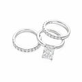 14K White Gold Radiant‑Cut Lab‑Grown Diamond Bridal Ring Set, Half‑Eternity Wedding Bands (3‑Piece Set)