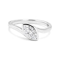 18K White Gold Bezel Set Marquise Lab Grown Diamond Bypass Engagement Ring Minimalist Solitaire Ring