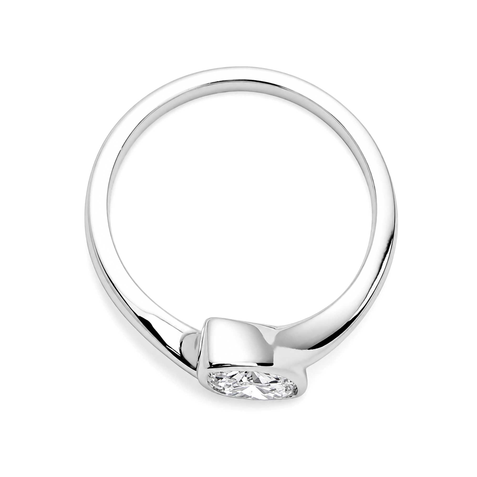 18K White Gold Bezel Set Marquise Lab Grown Diamond Bypass Engagement Ring Minimalist Solitaire Ring
