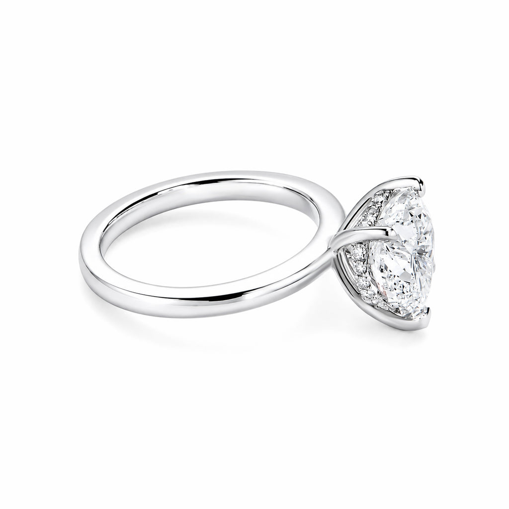 14K White Gold Heart‑Cut Lab‑Grown Diamond Engagement Ring, Hidden Pave Diamond Detail