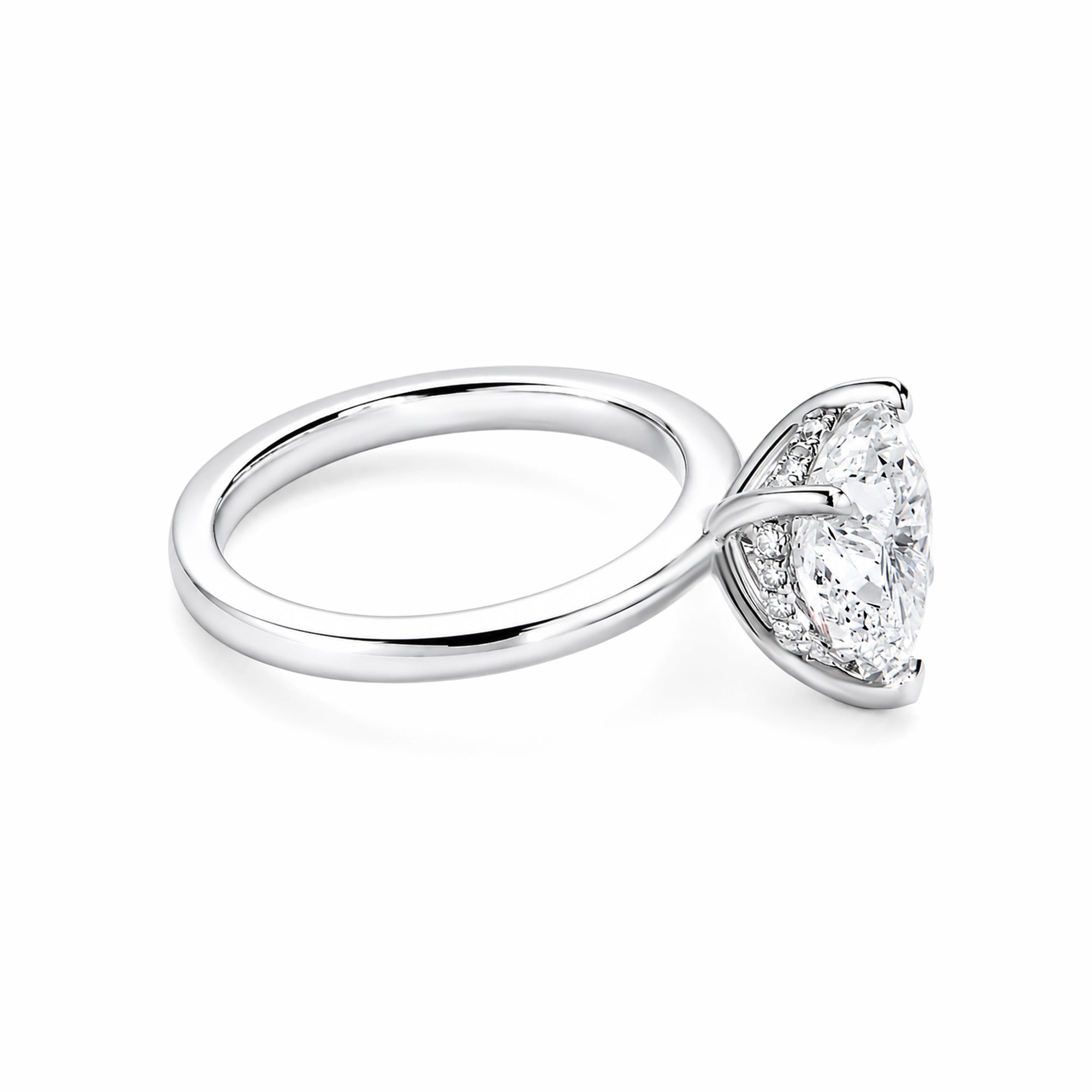 14K White Gold Heart‑Cut Lab‑Grown Diamond Engagement Ring, Hidden Pave Diamond Detail