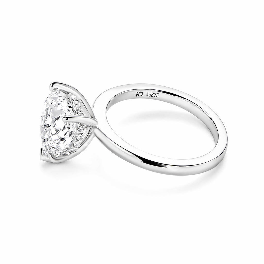 14K White Gold Heart‑Cut Lab‑Grown Diamond Engagement Ring, Hidden Pave Diamond Detail