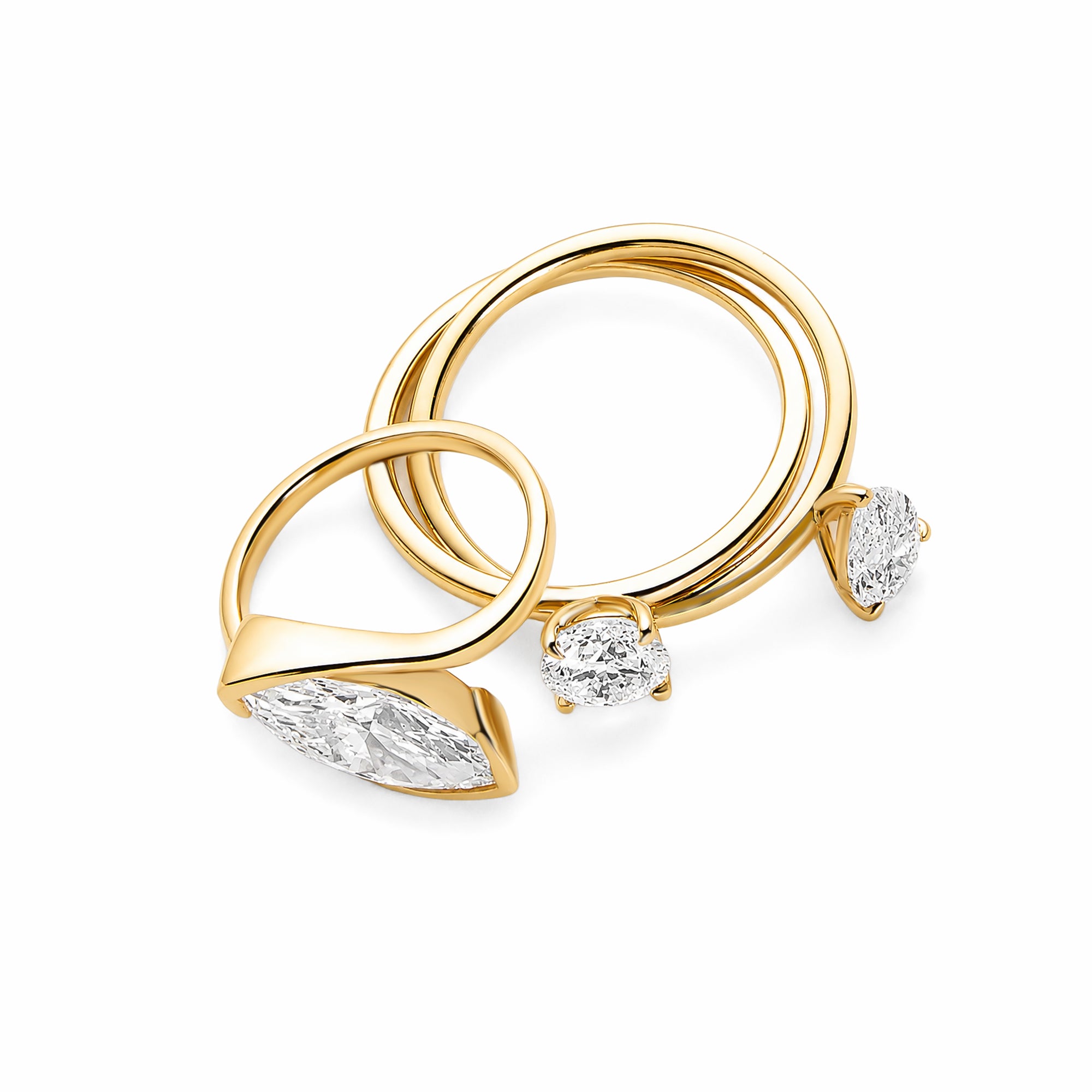 Toi‑et‑Moi Pear & Round Lab‑Grown Diamond 18K Yellow Gold Two‑Stone Ring