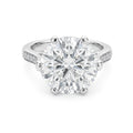 14K White Gold Round Brilliant‑Cut Lab‑Grown Diamond Engagement Ring, Six‑Prong With Pave Side Band