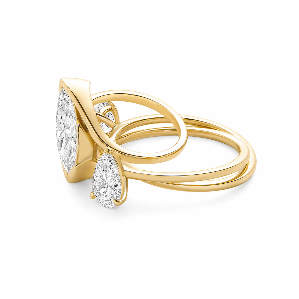 Toi‑et‑Moi Pear & Round Lab‑Grown Diamond 18K Yellow Gold Two‑Stone Ring