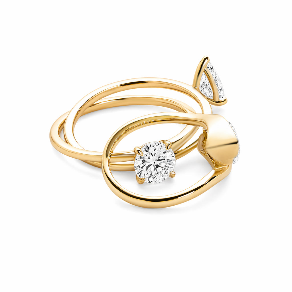 Toi‑et‑Moi Pear & Round Lab‑Grown Diamond 18K Yellow Gold Two‑Stone Ring