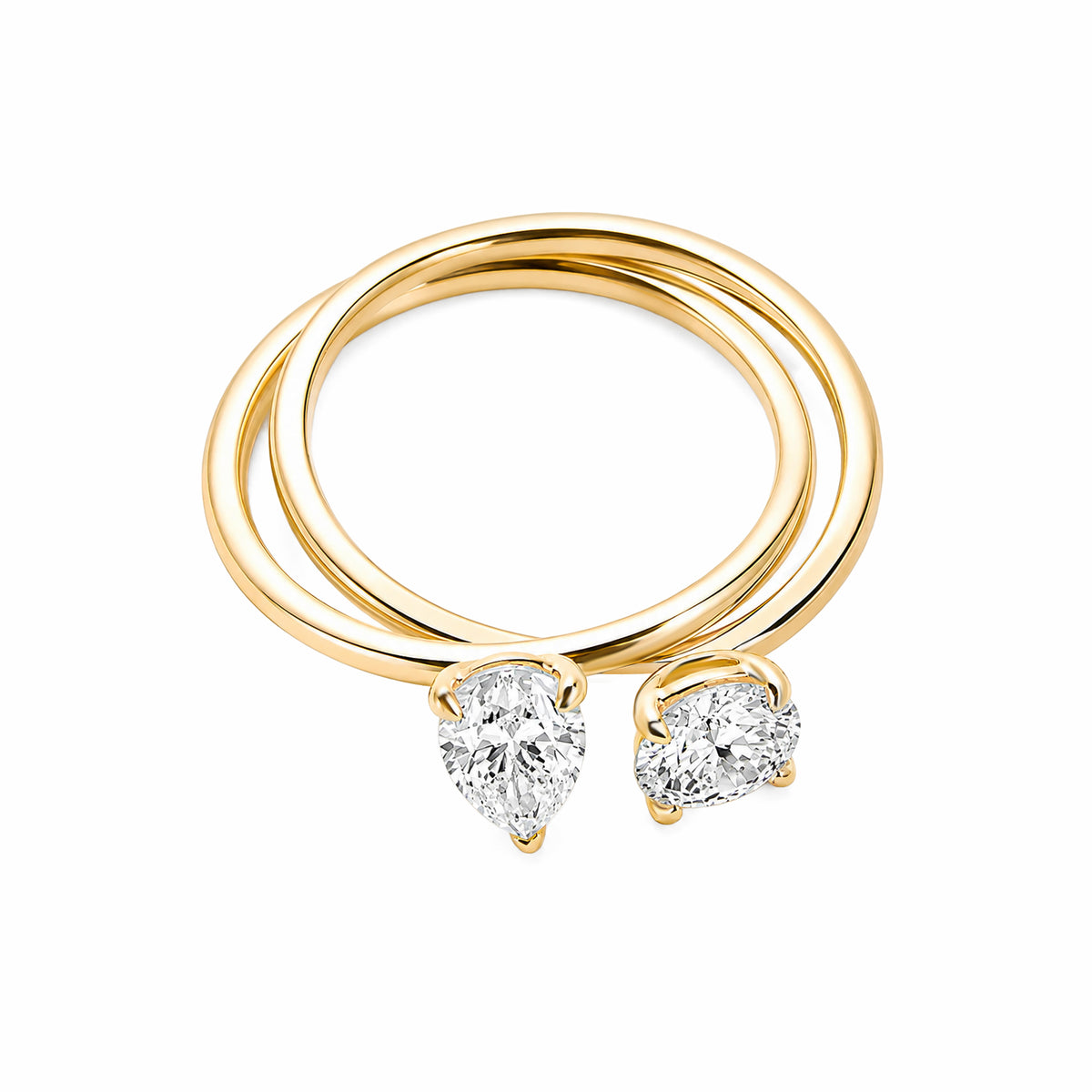 Toi‑et‑Moi Pear & Round Lab‑Grown Diamond 18K Yellow Gold Two‑Stone Ring