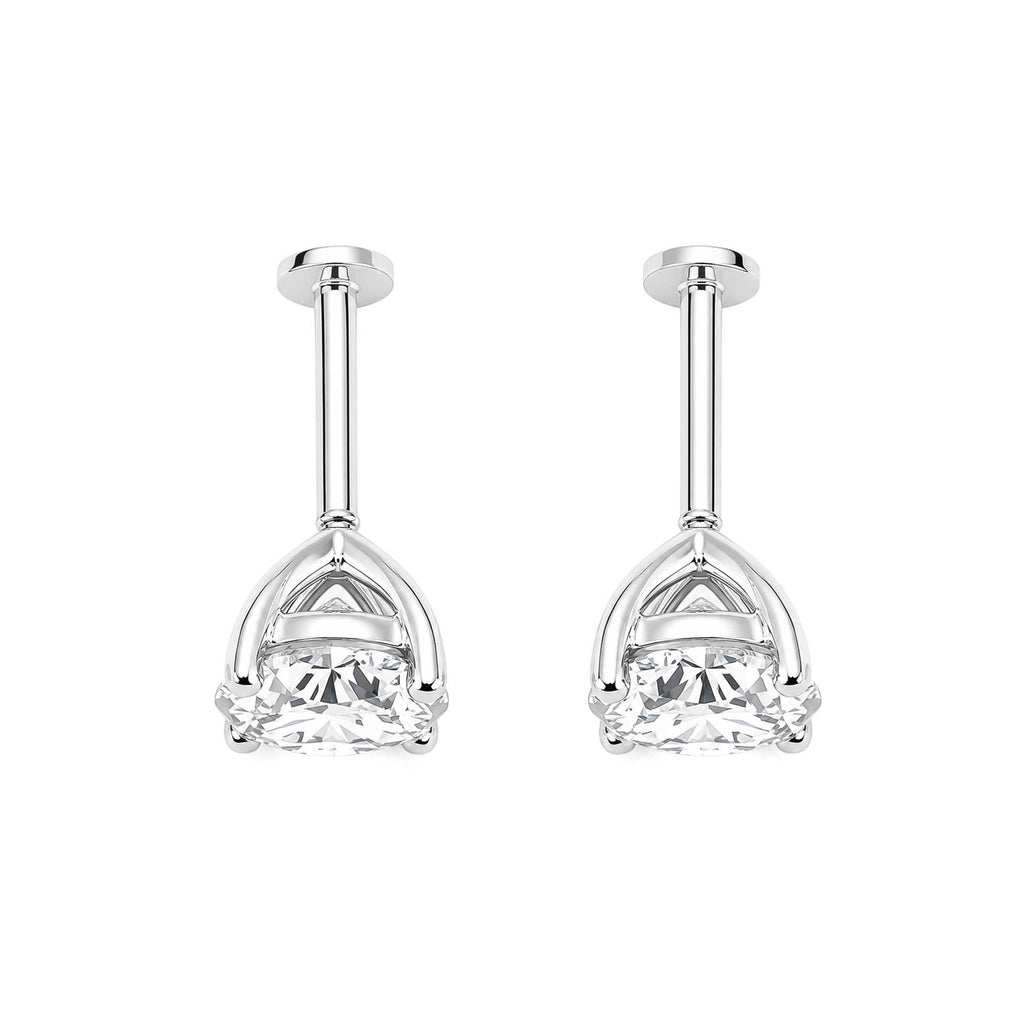 18K White Gold 4 Prong Round Lab Grown Diamond Stud Earrings Screw Back Diamond Solitaire Earrings For Women