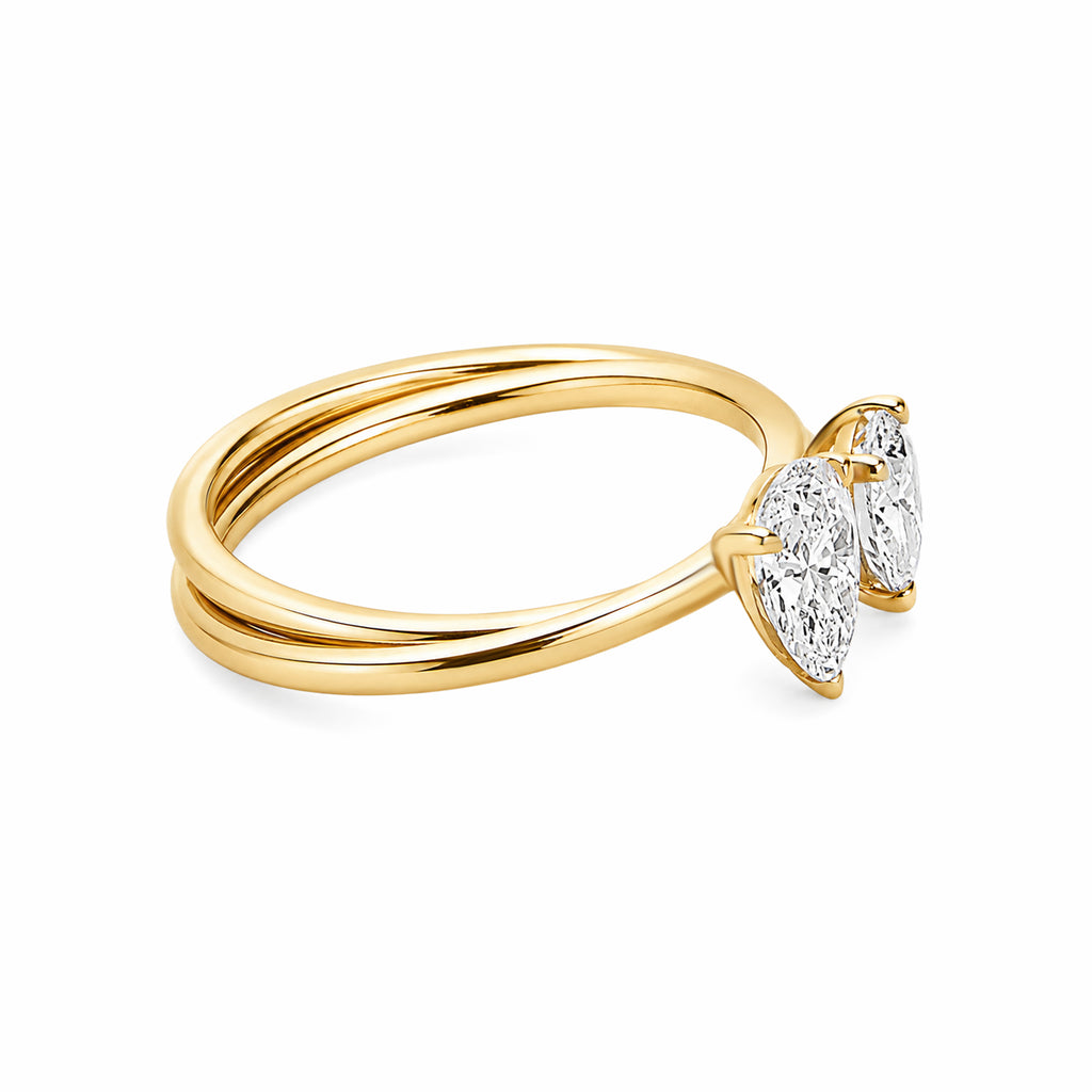 Toi‑et‑Moi Pear & Round Lab‑Grown Diamond 18K Yellow Gold Two‑Stone Ring