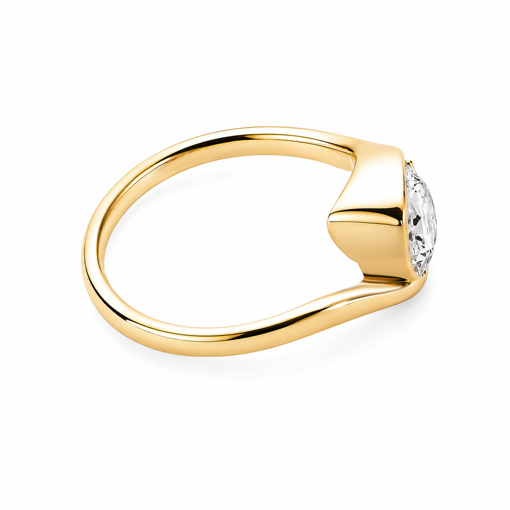 Marquise Lab‑Grown Diamond 18K Yellow Gold Partial Bezel Bypass Ring
