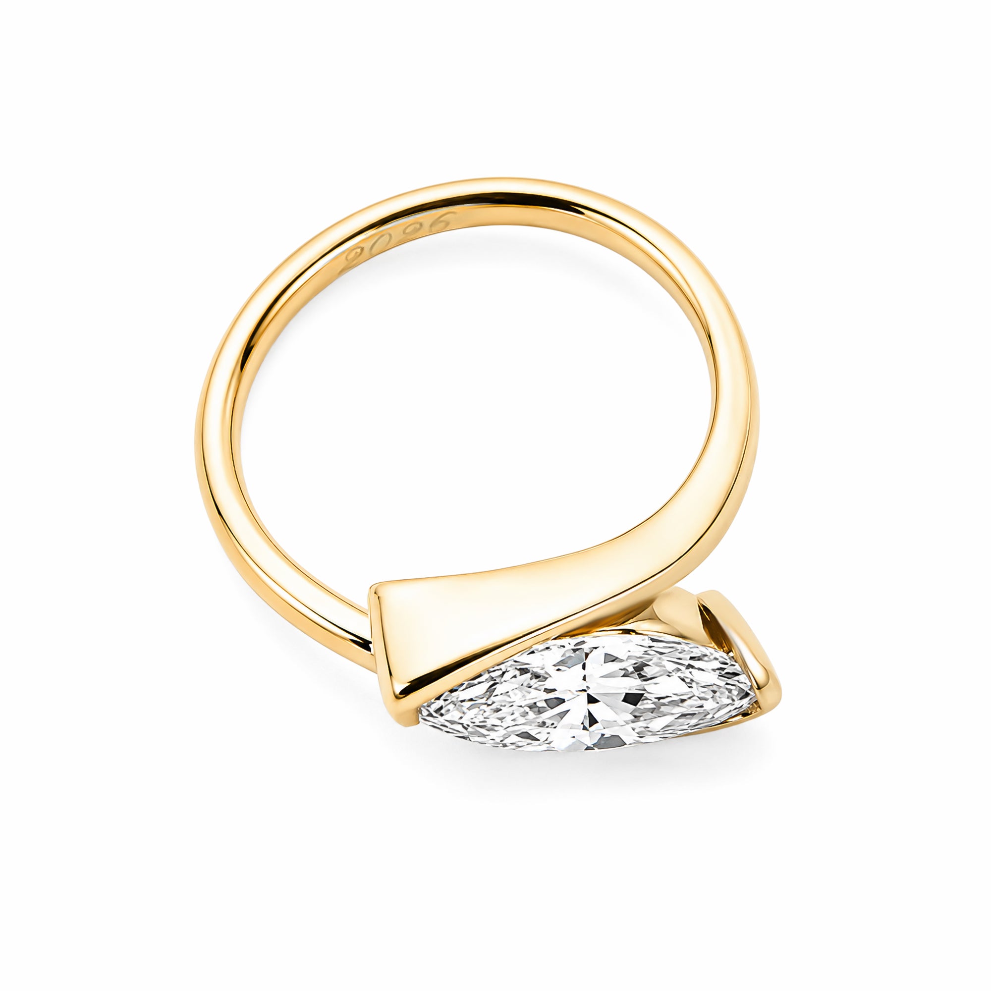 Marquise Lab‑Grown Diamond 18K Yellow Gold Partial Bezel Bypass Ring