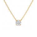 18K Yellow Gold Four Prong Round Lab Grown Diamond Solitaire Pendant Necklace Minimalist Single Stone Diamond Choker Classic Round Brilliant Lab Diamond 4-Prong Solitaire Necklace 18K Yellow Gold Dainty Everyday Diamond Pendant
