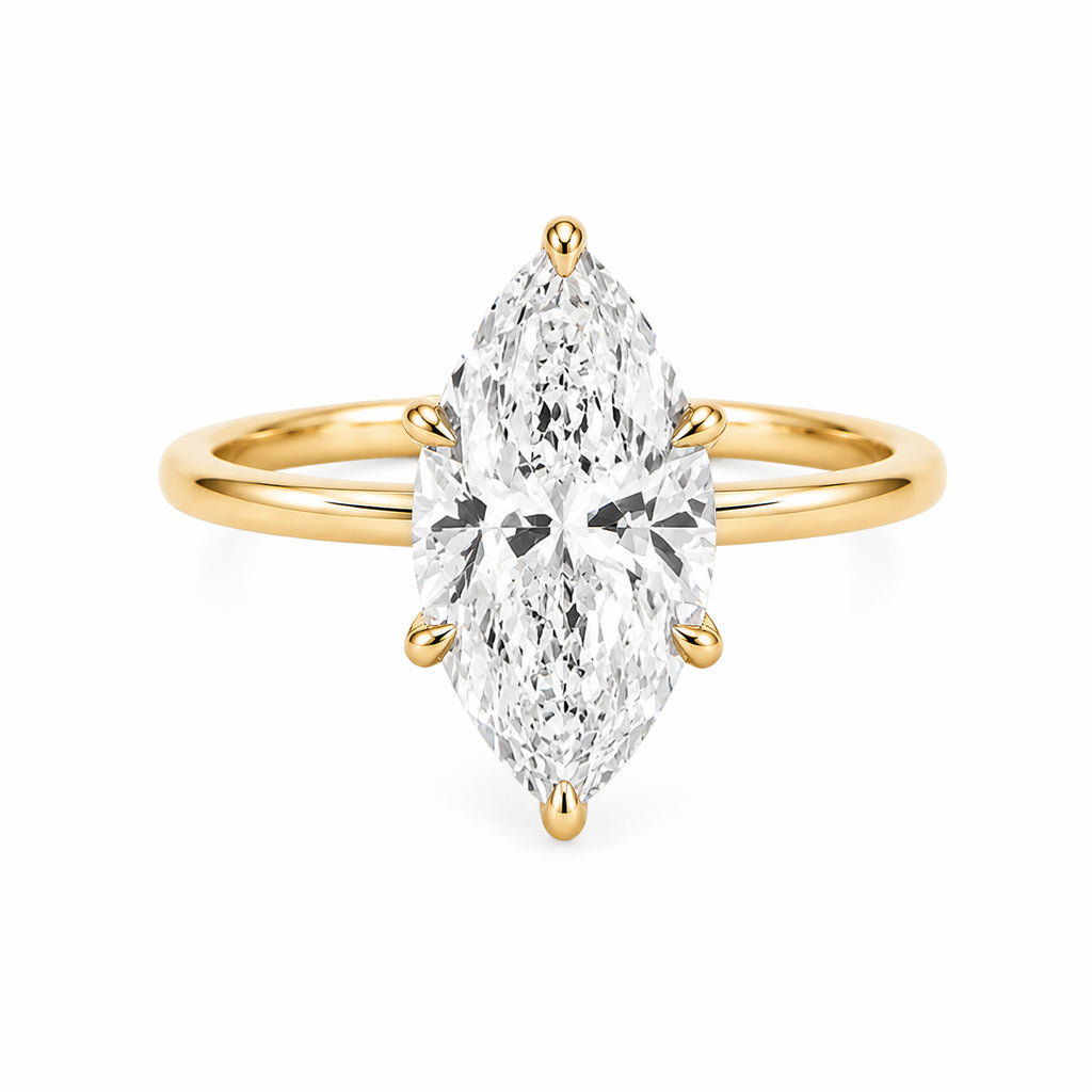 18K Yellow Gold Six‑Prong Marquise‑Cut Lab‑Grown Diamond Solitaire Engagement Ring