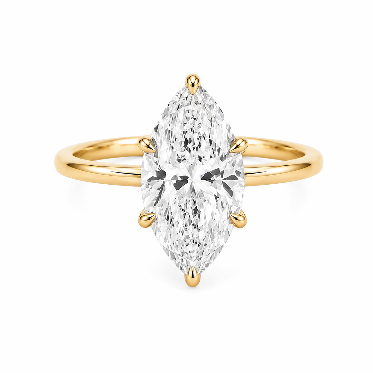 18K Yellow Gold Six‑Prong Marquise‑Cut Lab‑Grown Diamond Solitaire Engagement Ring