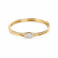 Elegant Marquise Lab Diamond 18K Gold Hinged Double‑Band Bangle