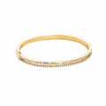 Double‑Row Lab Diamond 18K Yellow Gold Hinged Bangle