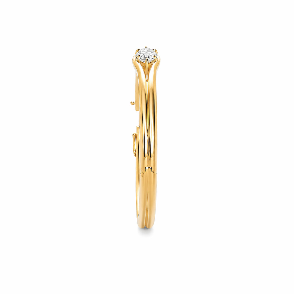 Elegant Marquise Lab Diamond 18K Gold Hinged Double‑Band Bangle