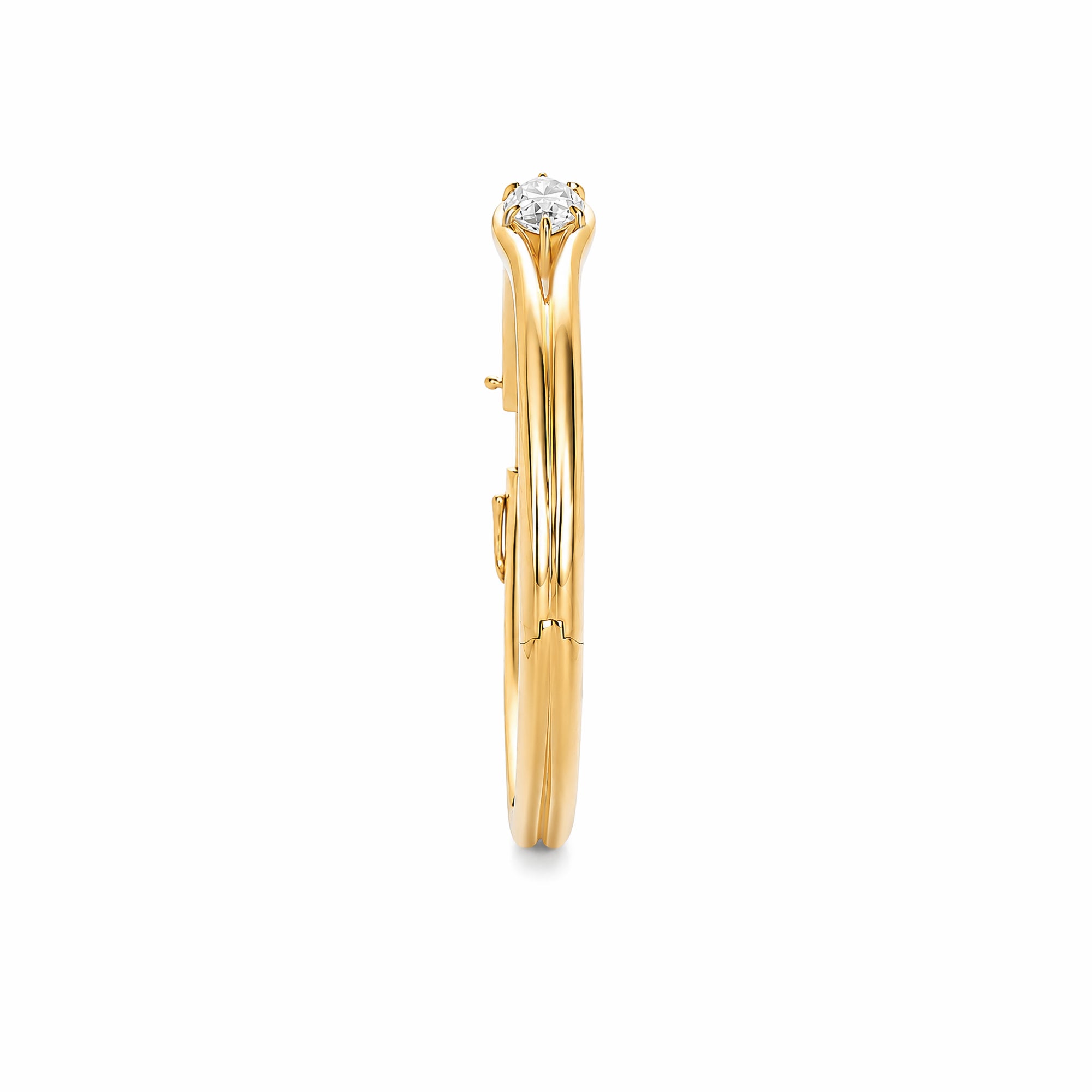 Elegant Marquise Lab Diamond 18K Gold Hinged Double‑Band Bangle