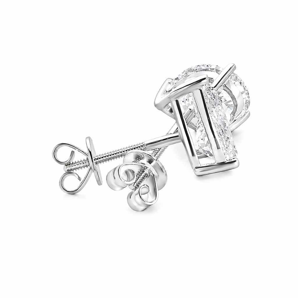 14K White Gold Pear‑Shape Lab‑Grown Diamond Solitaire Stud Earrings With Screw Backs