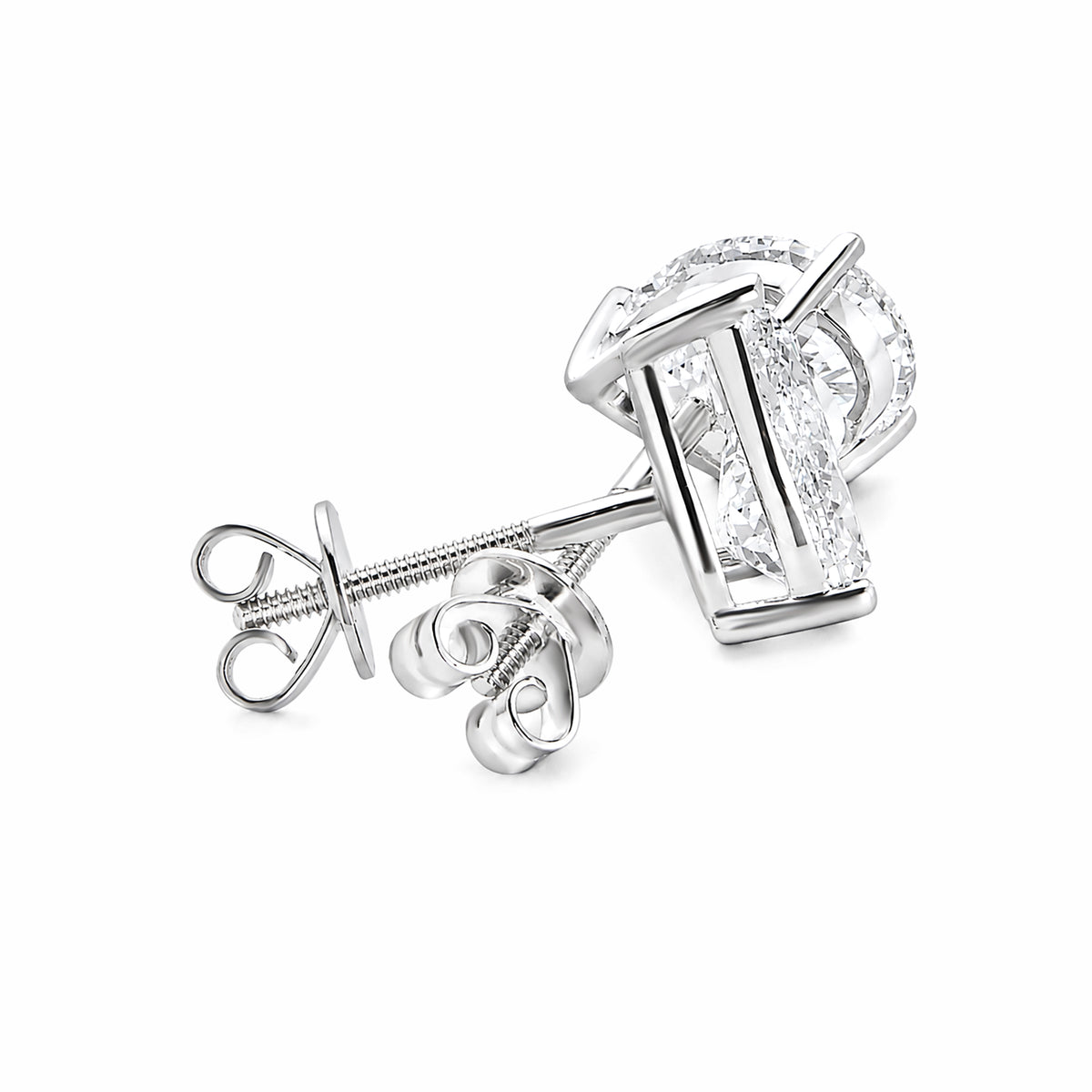 14K White Gold Pear‑Shape Lab‑Grown Diamond Solitaire Stud Earrings With Screw Backs