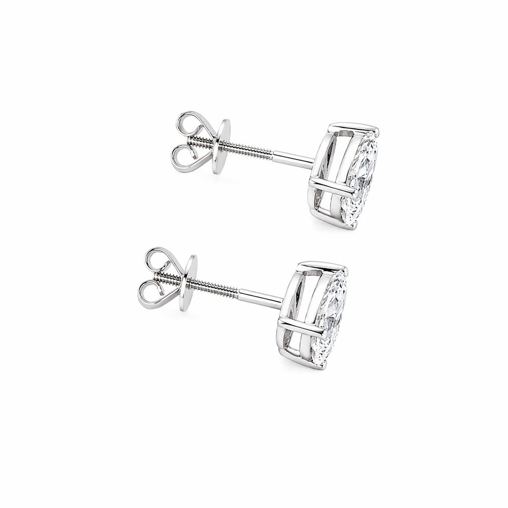 14K White Gold Pear‑Shape Lab‑Grown Diamond Solitaire Stud Earrings With Screw Backs