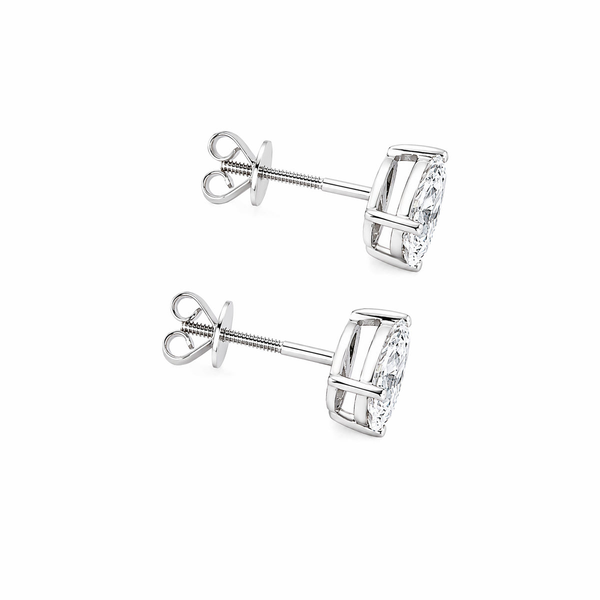 14K White Gold Pear‑Shape Lab‑Grown Diamond Solitaire Stud Earrings With Screw Backs
