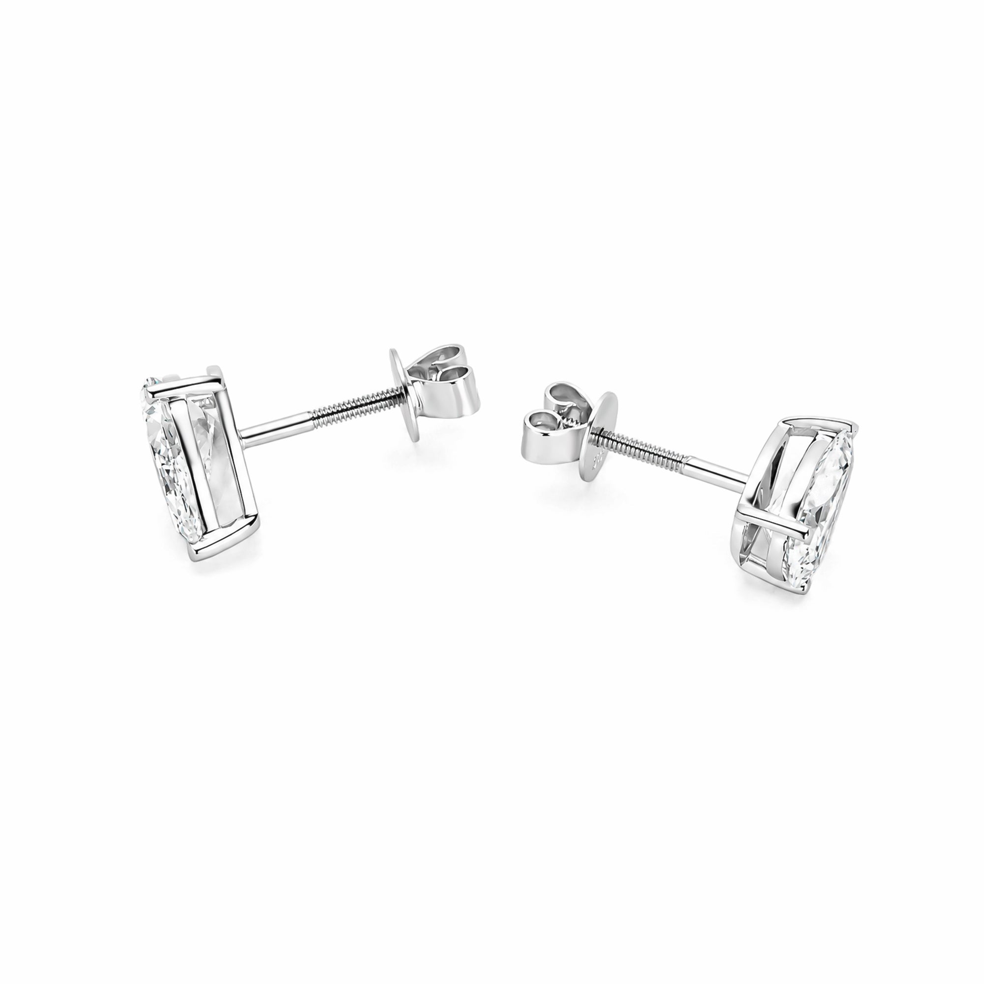 14K White Gold Pear‑Shape Lab‑Grown Diamond Solitaire Stud Earrings With Screw Backs