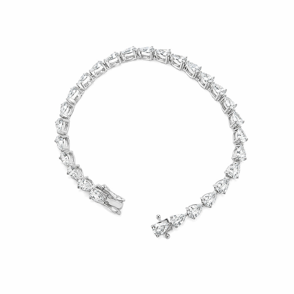 14K White Gold Full‑Pear‑Shape Lab‑Grown Diamond Tennis Bracelet With Secure Box Clasp