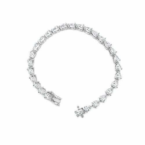 14K White Gold Full‑Pear‑Shape Lab‑Grown Diamond Tennis Bracelet With Secure Box Clasp
