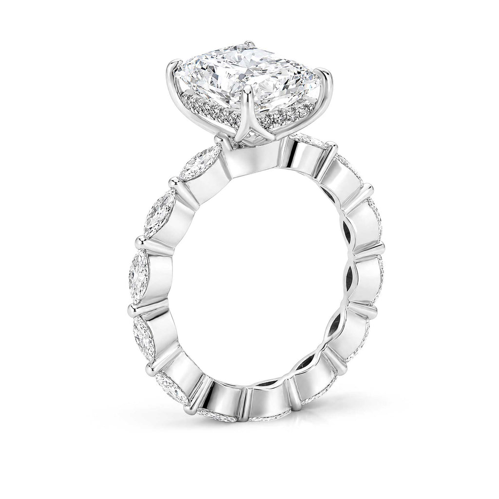 Radiant Cut Diamond Twist Band Engagement Ring | White Gold Marquise Accent 18k  Ring